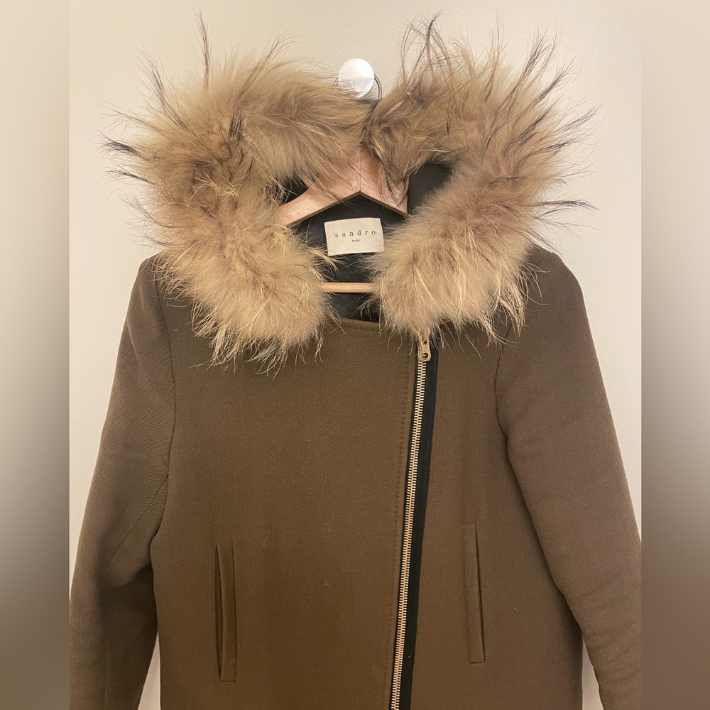 Sandro wool khaki zipper jacket - Picture 5 of 6